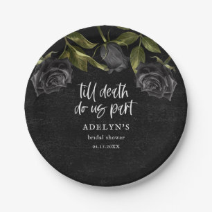 Schwarze Gothic-Hochzeitsdusche zu Halloween Pappteller