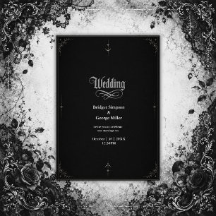 schwarze gothic-minimalistische Mond-Stern-Hochzei Einladung