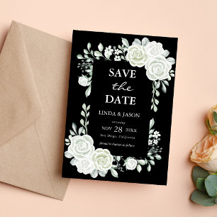 Schwarze Gothic-Rosen Hochzeit Karte zur Vorabanze