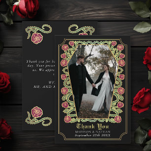 Schwarze Gothic Sarg-Rosen-Hochzeit-Dankeskarten Dankeskarte