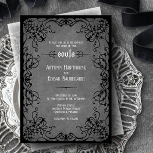 Schwarze Gothic-Victorian-Hochzeit Einladung