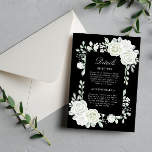 Schwarze Gothic Weiße Rosen Hochzeit Beilagekarte Einladung