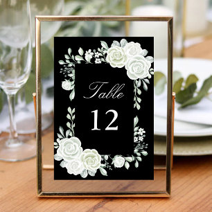 Schwarze Gothic Weiße Rosen Hochzeit Tischnummern