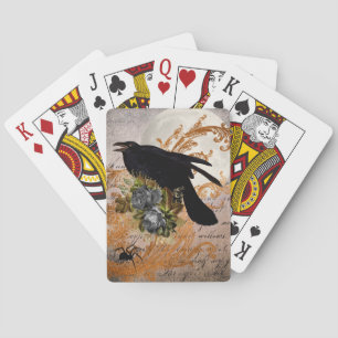 Schwarze gothische Krähe und Spinne Spielkarten
