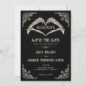 Schwarze gotische Bogen Hochzeit Save The Date (Vorderseite)