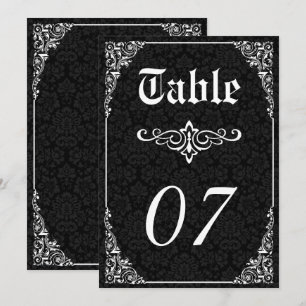 Schwarze gotische viktorianische Damast-Hochzeitst Einladung