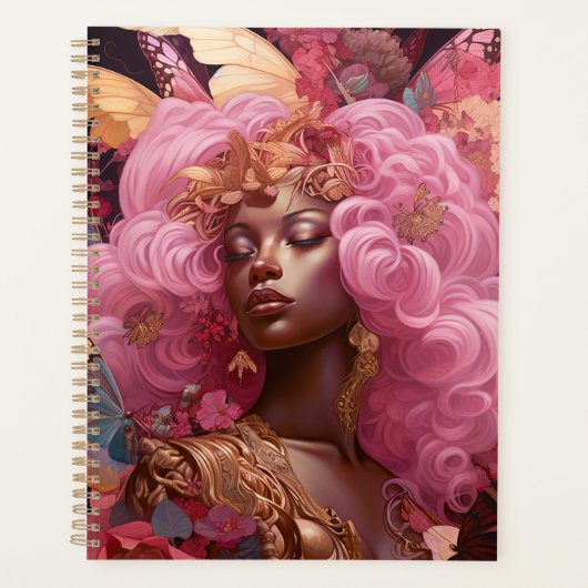 Schwarze Göttin in Rosa und Gold Planer (Vorderseite)