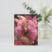 Schwarze Göttin in Rosa und Gold Postkarte (Stehend Vorderseite)