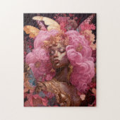 Schwarze Göttin in Rosa und Gold Puzzle (Vertikal)
