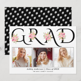 Schwarze GRAD-Typografie Rosenrosen Foto Abschluss Ankündigung