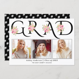 Schwarze GRAD-Typografie Rosenrosen Foto Abschluss Ankündigung