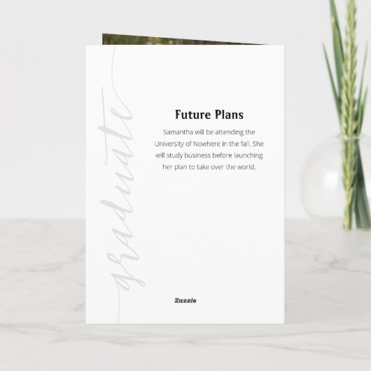 Schwarze Graduate Script Modernes Foto Einladung (Rückseite)