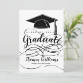 Schwarze Graduation Cap Back Foto Graduate 2023 Ankündigung (Stehend Vorderseite)