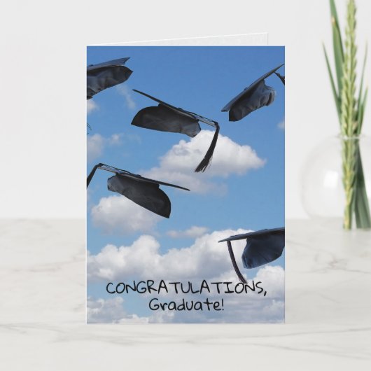 schwarze Graduierkappe am Himmel mit Tassel Karte (Vorderseite)