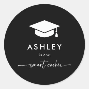 Schwarze Graduiertenkappe One Smart Cookie Graduie Runder Aufkleber