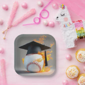 Schwarze Graduierungshülse Pappteller (Party)