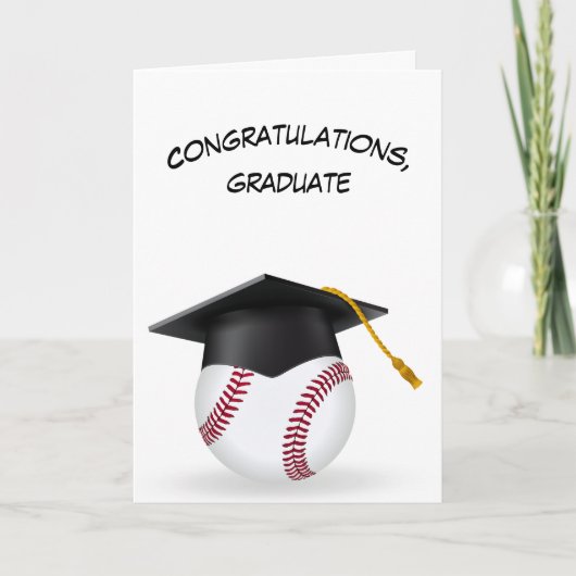 Schwarze Graduierungskappe auf Baseball Karte (Vorderseite)