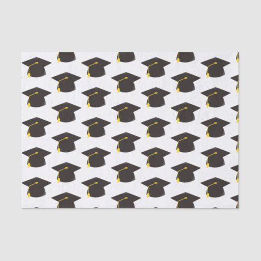 Schwarze Graduierungskappe mit weißem Hintergrundg Seidenpapier (Vorderseite)