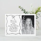 Schwarze Graduierungspartei des handgezeichneten F Einladung (Stehend Vorderseite)