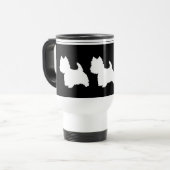 Schwarze Grafik Reisebecher (Vorderseite Links)