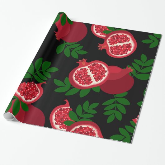 schwarze Granatapfelfrucht Geschenkpapier (Ungerollt)