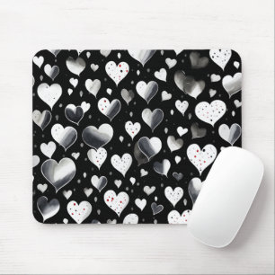 SCHWARZE, GRAU WEISSE VALENTINSTAG HERZEN MOUSEPAD