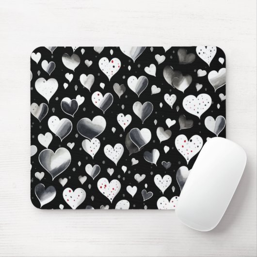 SCHWARZE, GRAU WEISSE VALENTINSTAG HERZEN MOUSEPAD (Mit Mouse)
