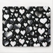 SCHWARZE, GRAU WEISSE VALENTINSTAG HERZEN MOUSEPAD (Vorne)