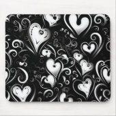SCHWARZE, GRAU WEISSE VALENTINSTAG HERZEN MOUSEPAD (Vorne)