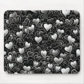SCHWARZE, GRAU WEISSE VALENTINSTAG HERZEN MOUSEPAD (Vorne)