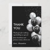 Schwarze graue Ballon Chic Dankeskarte (Vorderseite)