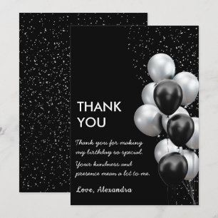 Schwarze graue Ballon Chic Dankeskarte