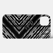 Schwarze Graue Chevron-Strichcode-Gestreifte Perso Case-Mate iPhone Hülle (Rückseite (Horizontal))
