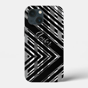 Schwarze Graue Chevron-Strichcode-Gestreifte Perso Case-Mate iPhone Hülle