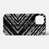 Schwarze Graue Chevron-Strichcode-Gestreifte Perso Case-Mate iPhone Hülle (Rückseite (Horizontal))
