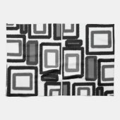 Schwarze graue geometrische Blöcke Geschirrtuch (Horizontal)