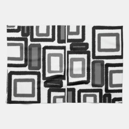 Schwarze graue geometrische Blöcke Geschirrtuch