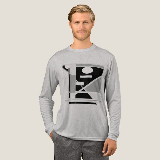 Schwarze graue geometrische MCM-inspirierte Abstra Tri-Blend Shirt (Volle Vorderseite)