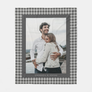 Schwarze graue Gingham-Vorzeige-Paar-Foto individu Fleecedecke