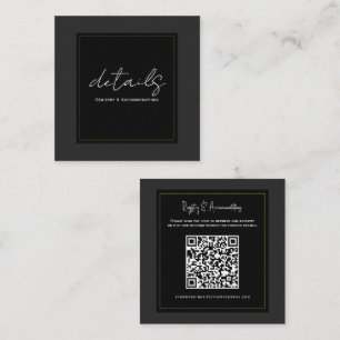 Schwarze graue goldene moderne minimale Hochzeitsd Quadratische Visitenkarte