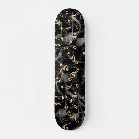 Schwarze graue künstlerische Musiknoten Skateboard (Vorne)