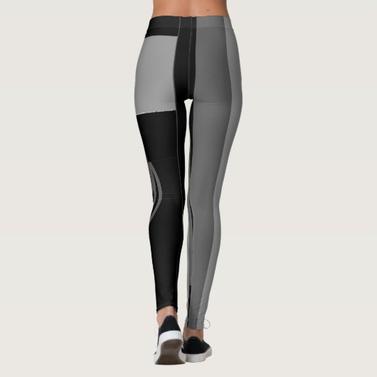 Schwarze graue Leggings (Rückseite)