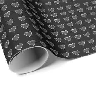 Schwarze Graue Liebesherzen Geschenkpapier