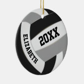 Schwarze, graue Mädchen Jungs halten Volleyball Keramik Ornament (Rechts)