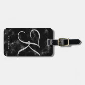 Schwarze graue mit Monogramm Marmorierunginitiale Gepäckanhänger (Vorderseite horizontal)