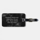 Schwarze graue mit Monogramm Marmorierunginitiale Gepäckanhänger (Rückseite horizontal)