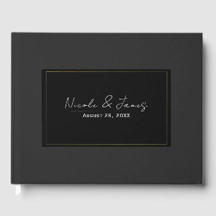 Schwarze graue moderne elegante Hochzeit minimalis Gästebuch