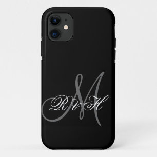 SCHWARZE GRAUE MONOGRAMM-INITIALEN Case-Mate iPhone HÜLLE