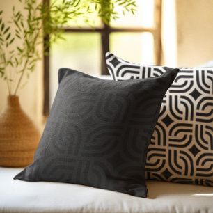 Schwarze graue Ornamentmuster im antiken Design Kissen
