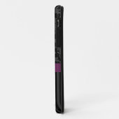 Schwarze graue Pink-Damast-Streifen Case-Mate iPhone Hülle (Hinten/Links)